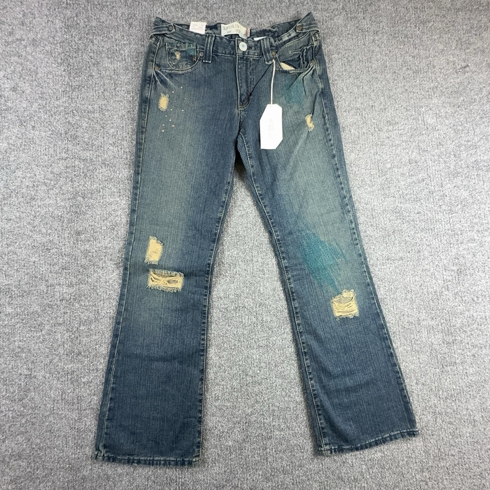 Y2K Levi's 518 Superlow Bootcut Jeans Juniors 11 Medium Blue Low Rise Distressed